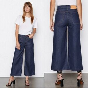 FRAME Le Italien Wide Leg Crop Jeans In Rinse